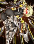  ahoge ass blazblue blonde_hair braid hair_weapon lambda-11 long_hair mecha_musume shimo_(depthbomb) 