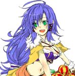  blue_hair breasts cleavage female final_fantasy final_fantasy_crystal_chronicles green_eyes midriff oekaki pixiv_thumbnail red_eyes resized selkie simple_background solo white_background 