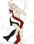  1boy axis_powers_hetalia egypt_(hetalia) flag flat_color male male_focus nude solo white_background 