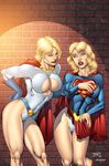  breasts cape cleavage dc_comics ed_benes large_breasts leotard long_legs panty power_girl supergirl yuri 