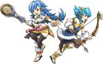  blue_hair bow breasts cleavage final_fantasy final_fantasy_crystal_chronicles midriff red_eyes selkie staff 