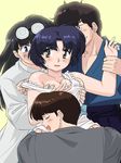  apron black_hair blue_hair blush breast_grab breasts brown_eyes brown_hair cleavage daimonji_sentaro glasses grabbing grope groping kuno_tatewaki kunou_tatewaki mage_(artist) mousse ranma_1/2 short_hair tendo_akane tendou_akane 