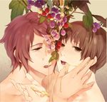  :q alternate_hair_color axis_powers_hetalia bad_id bad_pixiv_id brown_eyes brown_hair face food fruit georges_meunier grapes greece_(hetalia) hand_on_another's_face hands japan_(hetalia) male_focus multiple_boys tongue tongue_out yaoi yellow_eyes 