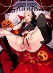  anal anal_insertion anal_object_insertion ass axis_powers_hetalia bed boots bottomless candy candy_cane costume echo_jiro halloween highres indoors insertion male male_focus object_insertion penis prussia_(hetalia) red_eyes solo yaoi 