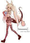  bag blush_stickers chicken_(food) colonel_sanders dragon_girl dragon_tail eating engrish food horns kfc legs monster_girl nefarian onyxia personification plaid plaid_skirt ranguage ribbon skirt solo striped striped_legwear tail thighhighs twintails warcraft world_of_warcraft zettai_ryouiki 