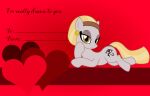  badumsquish blonde_hair brown_eyes cutie_mark earth_pony equid equine fan_character female hair hasbro hi_res hieroglyphics holidays horse living_hieroglyph lying mammal my_little_pony on_side pony pose solo valentine&#039;s_day valentines_day_card 