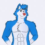 canid canine canis fur hi_res humanoid kreickywolf male mammal muscular muscular_male red_nose solo wolf 