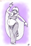  belly big_belly big_breasts bone breasts clothed clothing crown digital_media_(artwork) drxii ear_piercing female goth hair headgear hi_res human looking_at_viewer makeup mammal mario_bros nintendo piercing pregnant princess_daisy simple_background skull smile solo 