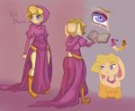  2014 60:49 activision anthro bianca_(spyro) biped blonde_hair blush boots breasts cleavage clothed clothing dress female footwear hair heimantahei lagomorph leporid mammal orange_boots orange_clothing orange_dress orange_footwear purple_cloak purple_eyes rabbit side_slit side_slit_clothing solo spyro_the_dragon standing tail tan_body 
