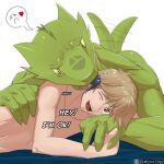  after_anal after_sex anthro big_dom_small_sub blonde_hair bodily_fluids dominant dominant_anthro dominant_male duo erection face_lick green_body hair hand_holding hi_res human human_on_anthro interspecies kyle_(she-ra) larger_anthro larger_male licking lizard male male/male mammal masters_of_the_universe mattel muscular muscular_anthro muscular_male netflix nipples nude onomatopoeia open_mouth pecs penetration reptile rogelio romantic romantic_couple saliva scalie she-ra_and_the_princesses_of_power signature size_difference smaller_human smaller_male sound_effects submissive submissive_human submissive_male text tongue tongue_out worried zephyrus_orgy 
