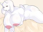  alldropped anthro areola bed big_breasts boss_monster bovid breasts caprine curvy_figure female furniture hi_res horn huge_breasts mammal nipples nude on_bed simple_background solo thick_thighs toriel undertale undertale_(series) voluptuous white_body wide_hips 