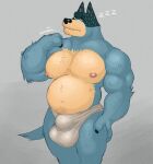  2023 anthro australian_cattle_dog bandit_heeler belly biceps big_belly big_bulge big_muscles bluey_(series) bulge canid canine canis cattledog chubby_anthro chubby_male claws clothed clothing detailed_bulge domestic_dog fleshformomo frown fur grey_background herding_dog hi_res huge_bulge looking_at_viewer male mammal motion_lines musclegut muscular muscular_anthro muscular_male narrowed_eyes nipples pastoral_dog pecs simple_background sleeping solo sound_effects standing thick_thighs tired topless topless_anthro topless_male tuft underwear vowelless vowelless_sound_effect zzz 