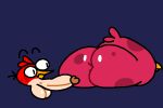  angry_birds avian balls beak big_butt big_penis bird butt digital_media_(artwork) duo eyebrows feathers genitals looking_at_another looking_at_butt male penis purple_background red_(angry_birds) red_body red_feathers simple_background superiorfox terence_(angry_birds) thick_thighs 