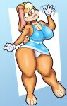  absurd_res anthro barefoot big_breasts breasts buckteeth cleavage clothed clothing dress feet female gesture hi_res lagomorph leporid lola_bunny looking_at_viewer looney_tunes mammal panties panty_shot rabbit solo someth1ngoranother teeth the_looney_tunes_show thick_thighs tongue tongue_out underwear warner_brothers waving wide_hips 