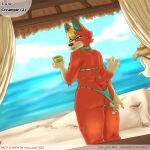  absurd_res after_sex animal_crossing anthro audie_(animal_crossing) beach bikini blep blonde_hair blue_eyes bodily_fluids butt canid canine canis clothing cum cum_drip cum_in_pussy cum_inside dripping female fur genital_fluids hair hi_res looking_back mammal nintendo orange_body orange_fur outside rear_view sand sea seaside smile solo standing swimwear tongue tongue_out water wolf yuzu_zuzu 