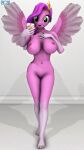  2022 3d_(artwork) 9:16 anthro areola barefoot big_breasts biped breasts cellphone colored_nails crown curvaceous curvy_figure daveman1000 digital_media_(artwork) equid equine eyelashes feet female full-length_portrait genitals gloves_(marking) green_eyes hair hand_on_own_breast hasbro headgear hi_res holding_cellphone holding_object holding_phone lashes leg_markings looking_at_viewer mammal markings mlp_g5 my_little_pony nails navel nipples nude pegasus phone pink_areola pink_body pink_nipples pipp_petals_(mlp) plantigrade portrait pose purple_hair pussy regalia socks_(marking) solo source_filmmaker standing voluptuous wings 