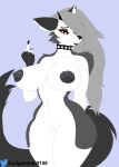  absurd_res anthro areola big_areola big_breasts big_butt black_lips black_nipples breasts butt canid canid_demon canine demon ear_piercing female female_focus fur genitals grey_body grey_fur grey_hair grey_tail guilgamesh hair hellhound helluva_boss hi_res huge_breasts jewelry lips loona_(helluva_boss) mammal necklace nipples piercing puffy_areola pussy red_eyes thick_thighs white_body white_fur 