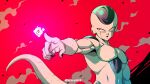  1boy absurdres aiming commentary dragon_ball dragon_ball_z frieza highres horang4628 korean_commentary male_focus muscular muscular_male navel red_background red_eyes solo tail twitter_username upper_body 