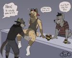  alcohol anthro beer beverage bottomless bromance canid canine canis clothed clothing drunk footwear group hyena larry_(acidwuff) male male/male mammal no_homo orientation_play partially_clothed party peperott public socks spin_the_bottle spotted_hyena straight_to_gay substance_intoxication topwear topwear_only trio white_clothing white_footwear white_socks wolf 