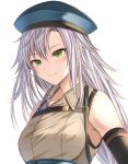  1girl beret eiyuu_densetsu fie_claussell green_eyes hat kanpyou_(hghgkenfany) kuro_no_kiseki long_hair portrait sen_no_kiseki simple_background solo upper_body white_background white_hair 