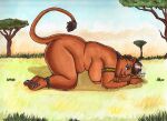  anthro breasts felid female grass lilbluefoxie lion mammal pantherine plant solo tree 