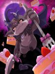  ambiguous_gender anthro biped birthday black_sclera cake crowd debidebi_debiru demon dessert detailed_background english_text food fruit fur grey_body grey_fur group hi_res hooves horn jewelry membrane_(anatomy) membranous_wings necklace necklace_only nijisanji nude oribiyo plant semi-anthro solo_focus spade_tail strawberry text virtual_youtuber wings yellow_eyes 