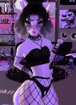  anthro black_clothing black_eyes black_hair black_panties black_underwear clothing collar domestic_cat felid feline felis girly hair imvu male mammal panties piercing solo tongue underwear unknown_artist vamp white_body 