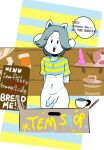  anthro balls basket box cardboard cardboard_box clothed clothing coffee_mug container erection felid feline footwear fur genitals girly grey_hair hair hi_res male male/male mammal nickiefucks open_mouth penis potion sex_toy shirt socks tank_top tem temmie_(undertale) text topwear undertale undertale_(series) wall_(structure) white_body white_fur wood_wall 