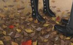  2boys autumn autumn_leaves black_footwear black_pants boots chinese_commentary commentary_request feet foot_focus grass highres klein_moretti leaf leonard_mitchell lord_of_the_mysteries maple_leaf multiple_boys out_of_frame pants qingxia684 