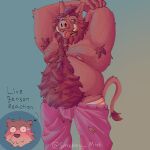  2023 anthro belly benson_(password) big_belly blush bottomwear bulge clothing duo hi_res male mammal moobs nipples oswin_(password) overweight overweight_male pants password_(visual_novel) smokey_mist suid suina sus_(pig) tongue tongue_out underwear wild_boar 