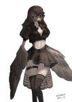  absurd_res anthro beak breasts brown_body brown_eyes brown_feathers brown_fur brown_hair clothing eyebrows feathers female fur gfox404 hair hi_res solo tail_feathers 