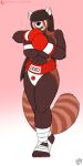  abs ailurid anthro big_breasts bottomwear boxing boxing_gloves breasts clothed clothing digital_media_(artwork) drxii female fur hair handwear hi_res mammal muscular muscular_anthro red_panda simple_background solo sport 