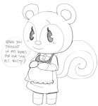  animal_crossing anonymous_artist anthro clothed clothing dialogue digital_media_(artwork) female fur looking_at_viewer mammal nintendo poppy_(animal_crossing) pregnant rodent sciurid simple_background smile solo speech_bubble talking_to_viewer tree_squirrel 