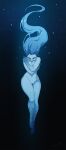  1girl air_bubble blue_hair blue_skin breasts bubble colored_skin commentary completely_nude covering covering_breasts cracked_skin crying english_commentary full_body highres long_hair nude original pussy raven_nemore signature small_breasts solo tears underwater wide_sleeves 