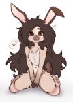  anthro clothing elronya fan_character female footwear hair lagomorph leporid long_hair mammal rabbit sitting socks solo underwear 