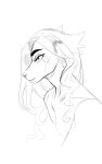  anthro bust_portrait canid facial_scar female hair hi_res long_hair mammal monochrome mouth_closed portrait scar side_view simple_background sketch solo unknowhiter wither_(unknowhiter) 