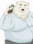  2023 anthro bear belly big_belly blush clothing hi_res humanoid_hands kemono male mammal overweight overweight_male polar_bear pommn_mn shirt solo topwear ursine 
