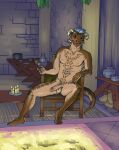  argonian balls bethesda_softworks casual_nudity feet genitals hi_res horn looking_at_viewer male navel nipples nude open_mouth penis scalie sitting solo solo_focus spread_legs spreading tabaxitaxi the_elder_scrolls 