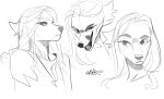  anthro canid female glistening glistening_eyes hair hi_res licking licking_lips licking_own_lips long_hair looking_aside mammal monochrome mouth_closed open_mouth open_smile signature simple_background sketch sketch_page smile solo tongue tongue_out unknowhiter wither_(unknowhiter) 