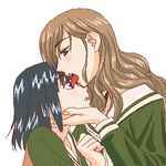  black_hair brown_hair eye_licking licking lowres maria-sama_ga_miteru nijou_noriko oculingus school_uniform tongue toudou_shimako yuri 