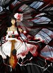  black_hair blood dress dresses flower guro highres hisuri_rii lace long_hair red_eyes requiem ribbon rose roses very_long_hair 
