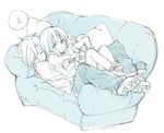  1girl aqua katsura_miya maka_albarn monochrome simple_background sketch sleeping soul_eater soul_eater_(character) white_background 