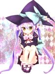  bad_id bad_pixiv_id blue_hair green_eyes hat houtou koihime_musou long_hair nochita_shin sitting solo twintails very_long_hair witch_hat 