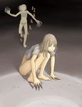  bare_legs barefoot claws crouching glowing glowing_eyes left_4_dead legs long_hair looking_at_viewer pink_eyes squatting standing torn_clothes white_hair witch_(left4dead) 