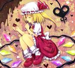  bad_id bad_pixiv_id blonde_hair bobby_socks closed_eyes crystal demon_wings flandre_scarlet full_body hat matsusaka_gyuu mob_cap puffy_short_sleeves puffy_sleeves red_footwear shoes short_hair short_sleeves socks solo touhou white_legwear wings 