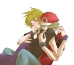  2boys blush hug male male_focus multiple_boys ookido_green pokemon red_(pokemon) yaoi 