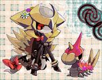  alternate_form blonde_hair bow costume flower gen_3_pokemon gen_4_pokemon giratina kantarou_(8kan) personification pokemon pokemon_(creature) red_eyes skirt wurmple 