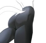  bottomwear breasts butt butt_shot clothed clothing faceless_character faceless_female female hi_res monochrome pants simple_background solo tail tight_bottomwear tight_clothing tight_pants topless unknowhiter 