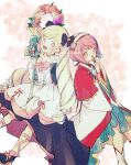  2girls :d black_bow blonde_hair bow choker covering_mouth dress elise_(fire_emblem) elise_(valentine)_(fire_emblem) fire_emblem fire_emblem_fates fire_emblem_heroes flower hair_bow hair_flower hair_ornament hairband holding holding_flower holding_staff japanese_clothes kimono long_hair long_sleeves looking_at_viewer multicolored_hair multiple_girls nishimura_(nianiamu) official_alternate_costume open_mouth pink_eyes pink_hair purple_eyes purple_hair sakura_(fire_emblem) sakura_(valentine)_(fire_emblem) short_hair smile staff twintails twitter_username two-tone_hair white_dress white_kimono wide_sleeves 