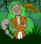  ambiguous_gender anthro citrine_(hypnocatto) digital_media_(artwork) domestic_cat english_text felid feline felis forest fur green_background grey_body grey_fur hypnocatto hypnosis hypnotic_eyes mammal mind_control plant simple_background solo text tree 